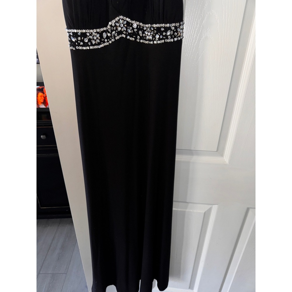 Xscape by Joanna Chen Black Beaded Halter Gown Formal Evening Dress 12 - Picture 4 of 9